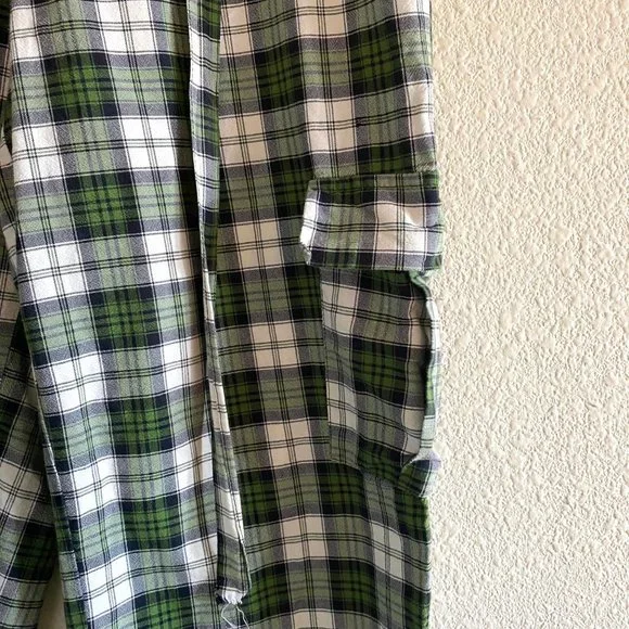 The Ragged Priest Escape Cargo Pants Wide Leg High Waist Plaid Trousers Green - Picture 9 of 10